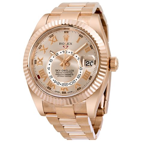 rolex sky dweller sundust 18k everose gold mens watch|Rolex Sky-Dweller 326935.